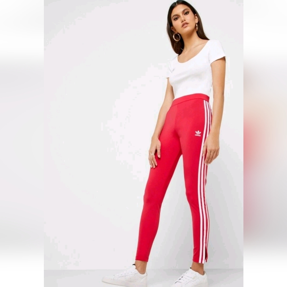 Adidas Silky Women's Vibrant Pink Joggers with White Tri Stripes